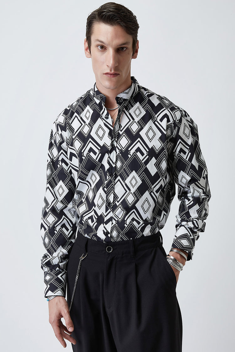 Cubic Pattern Mao Shirt