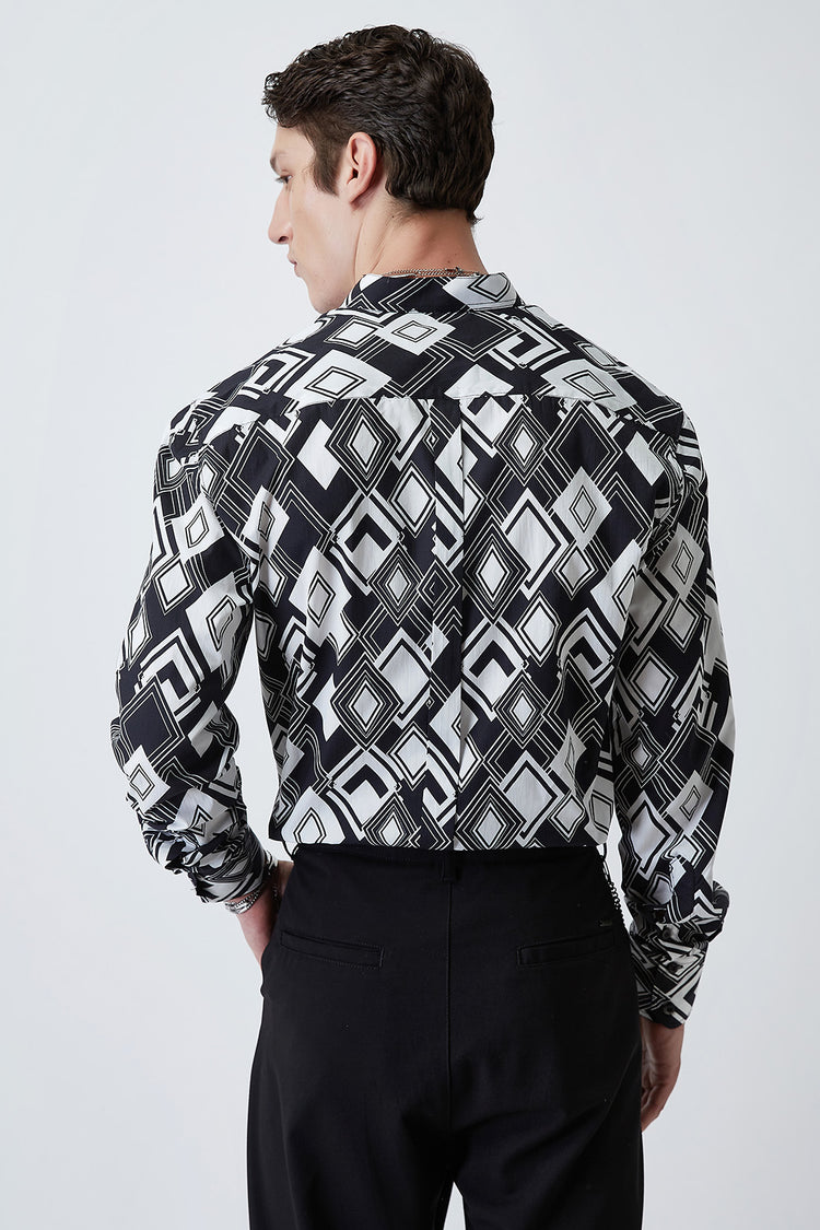 Cubic Pattern Mao Shirt