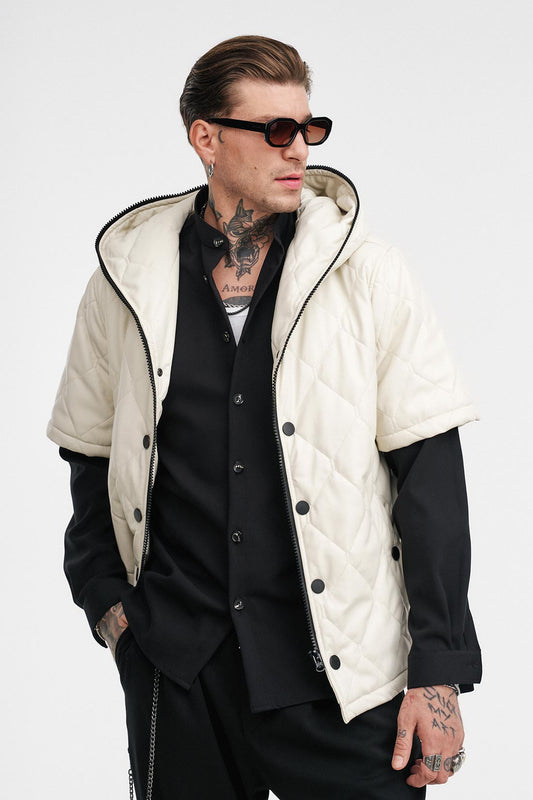 Cream Quilted Puffer Jacket