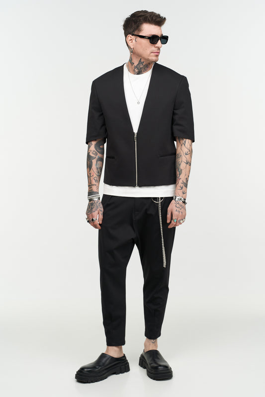 Cropped Zipper Blazer