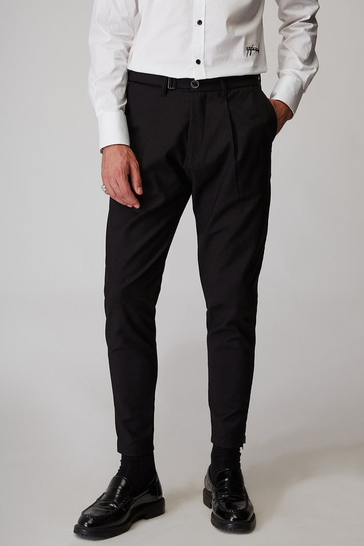 Metal Buckle Belted Trousers