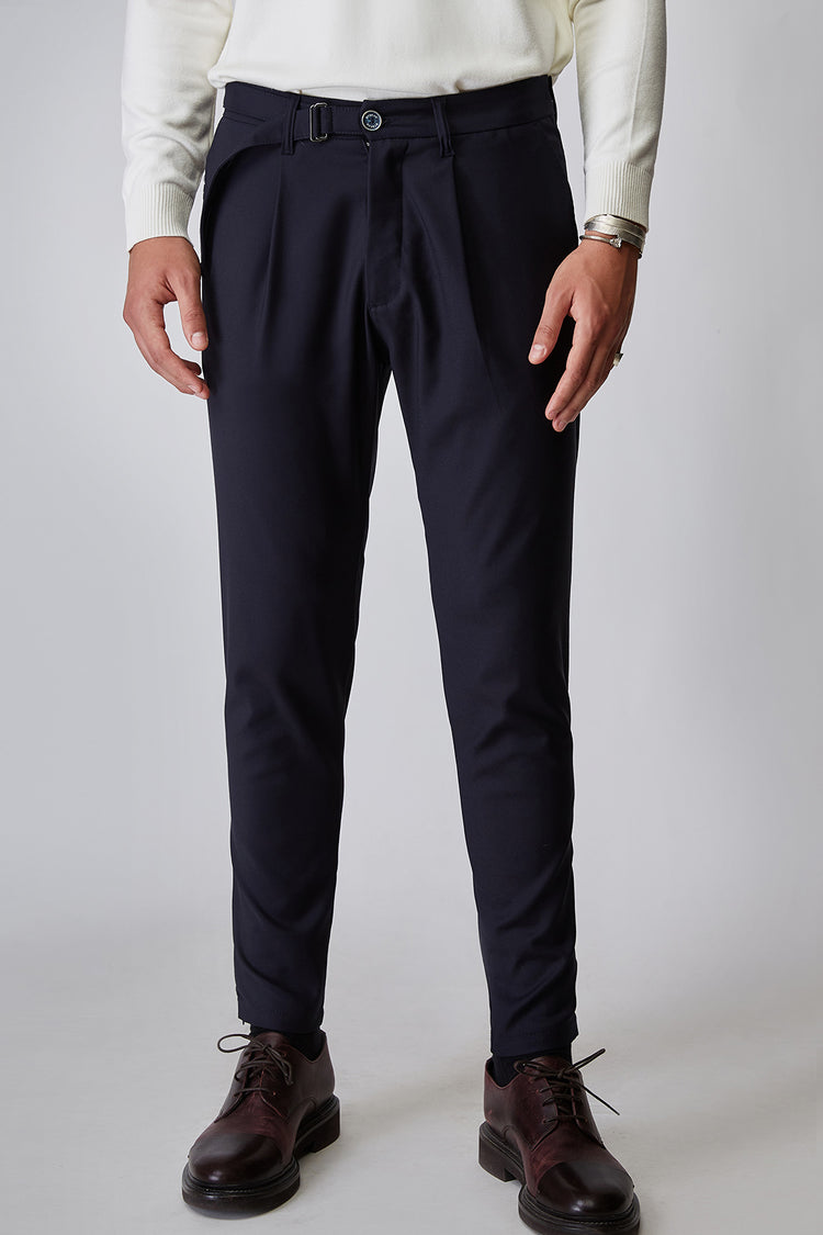 Metal Buckle Belted Trousers